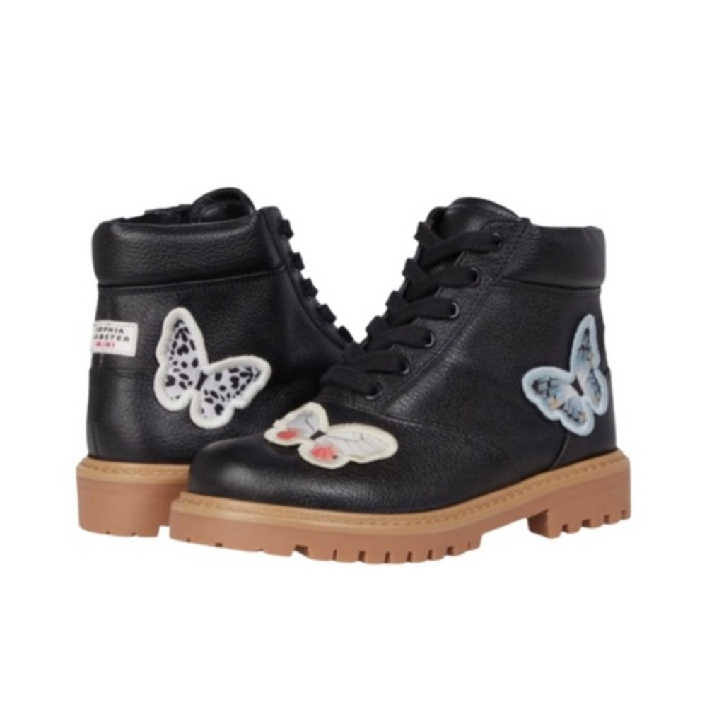 SOPHIA WEBSTER GIRLS TIA BUTTERFLY LACE UP BOOTS